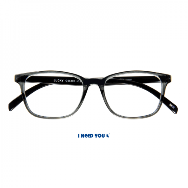I Need You Lucky grey black reading glasses